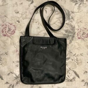 Margot New York Black Leather Crossbody Bag Purse w/ Adjustable Strap